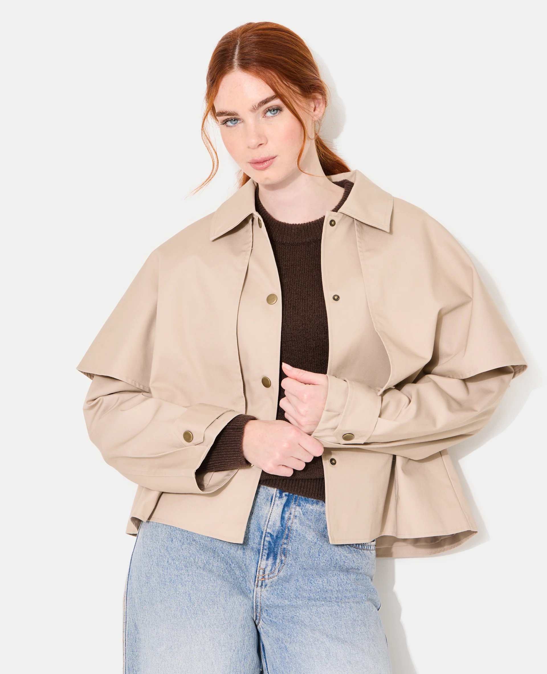 Veste effet trench avec cape - Image 7