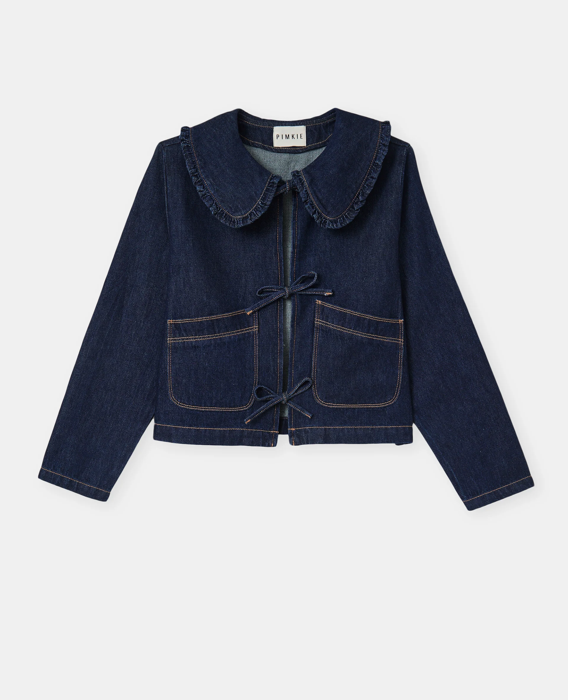 Veste en jean avec col claudine et nouettes - Image 4