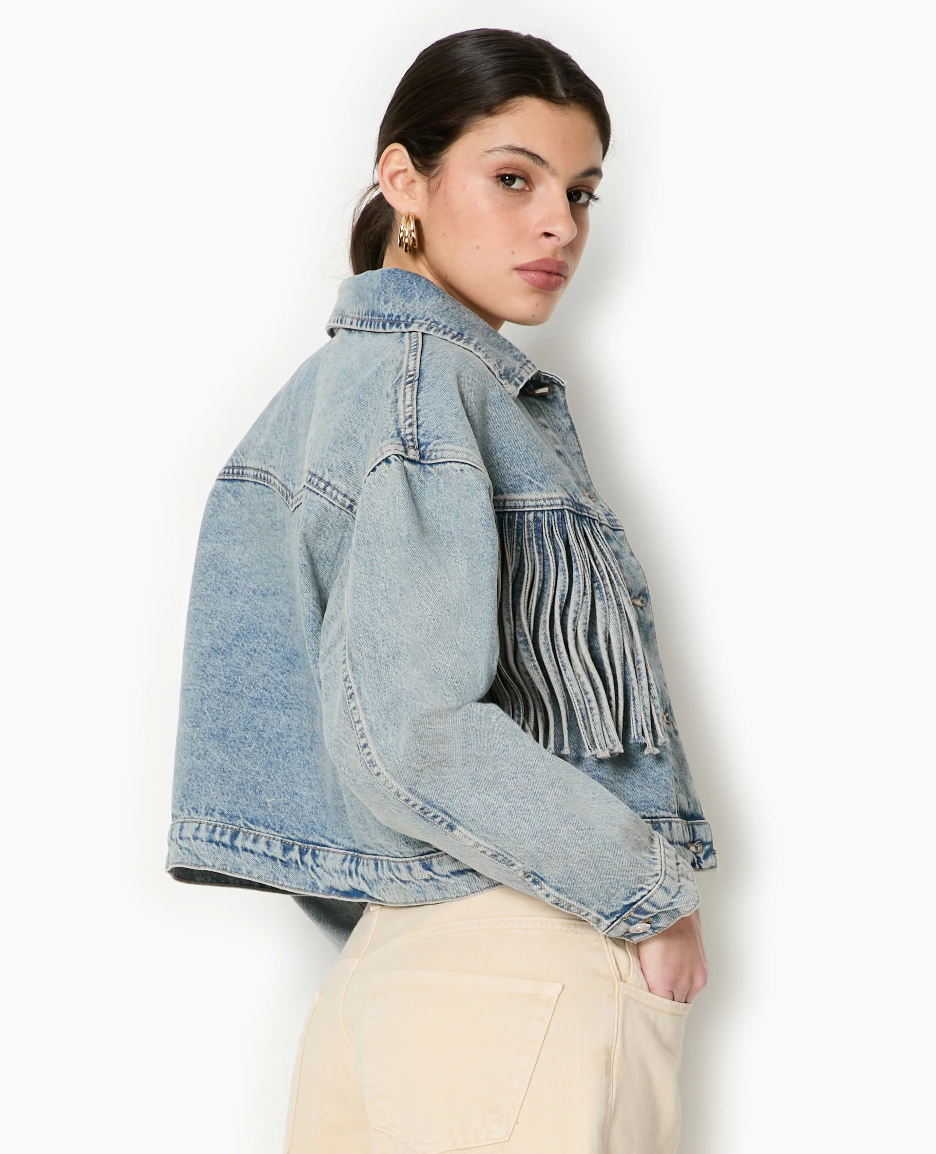 Veste en jean avec franges - Image 6