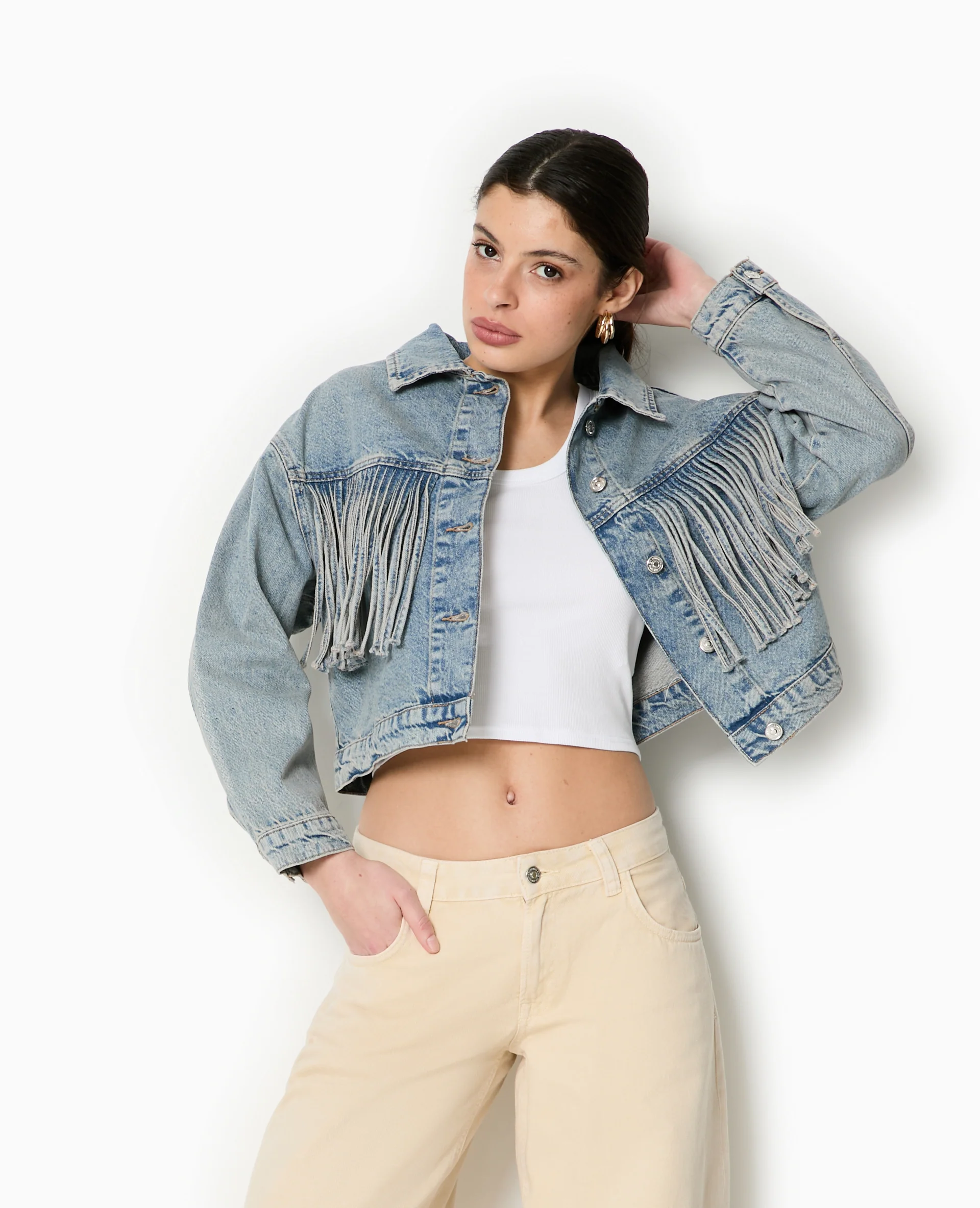 Veste en jean avec franges - Image 8