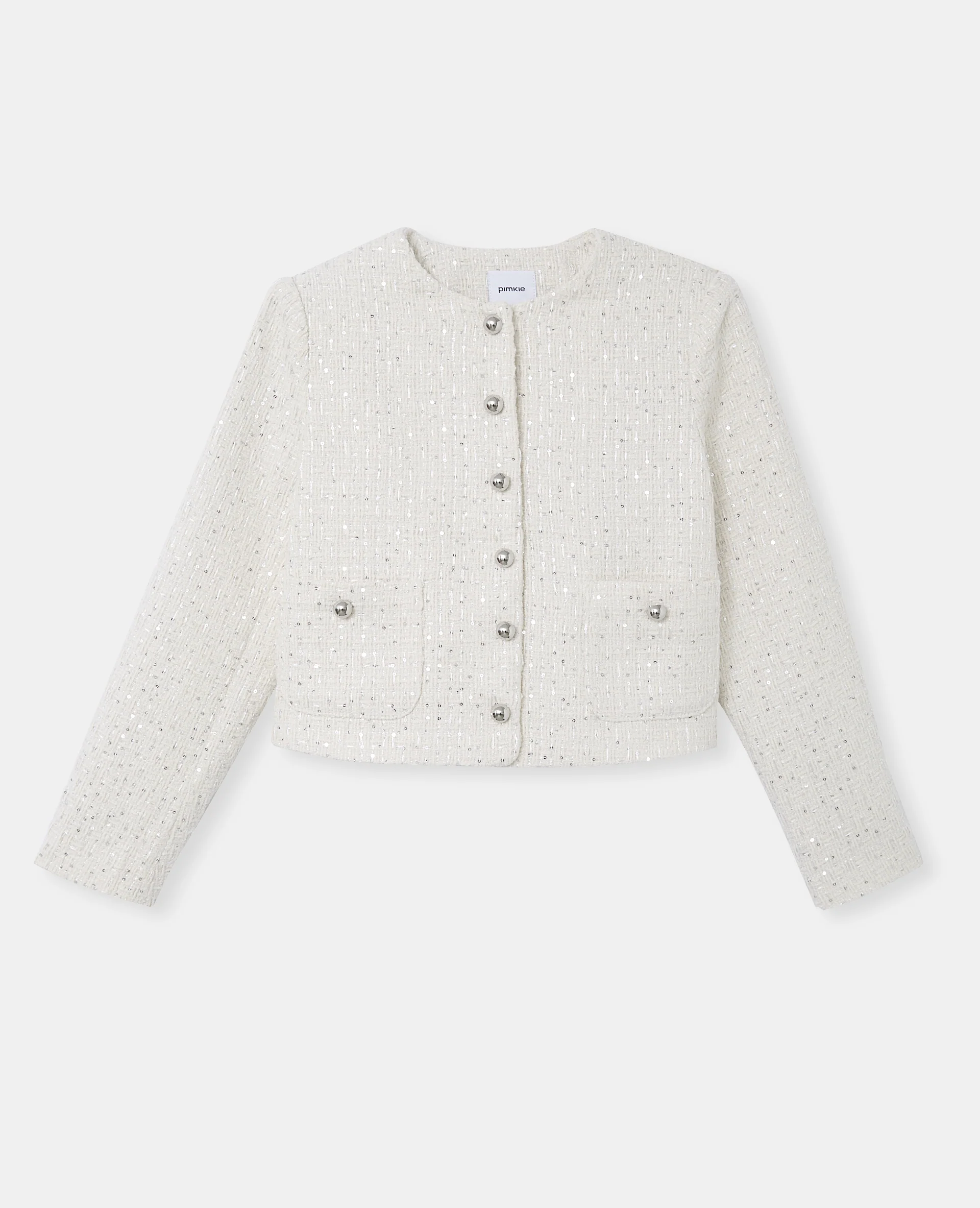 Veste en tweed col rond avec sequins - Image 4