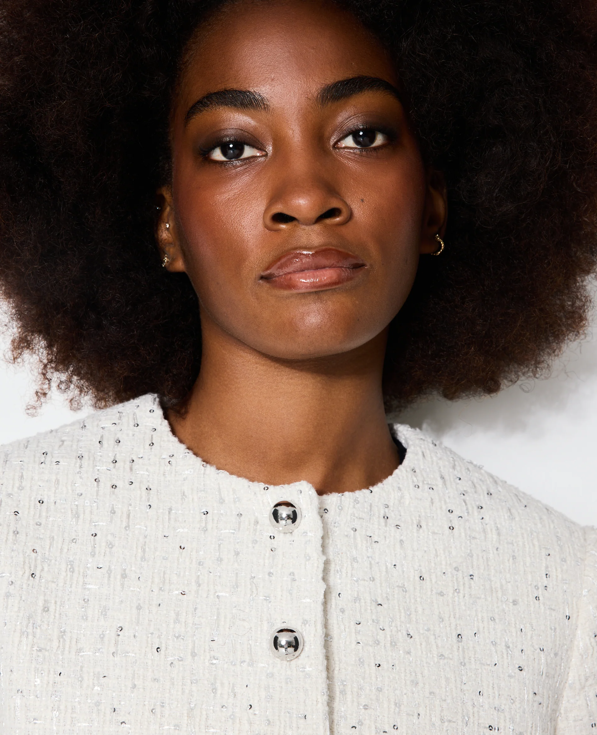 Veste en tweed col rond avec sequins - Image 8