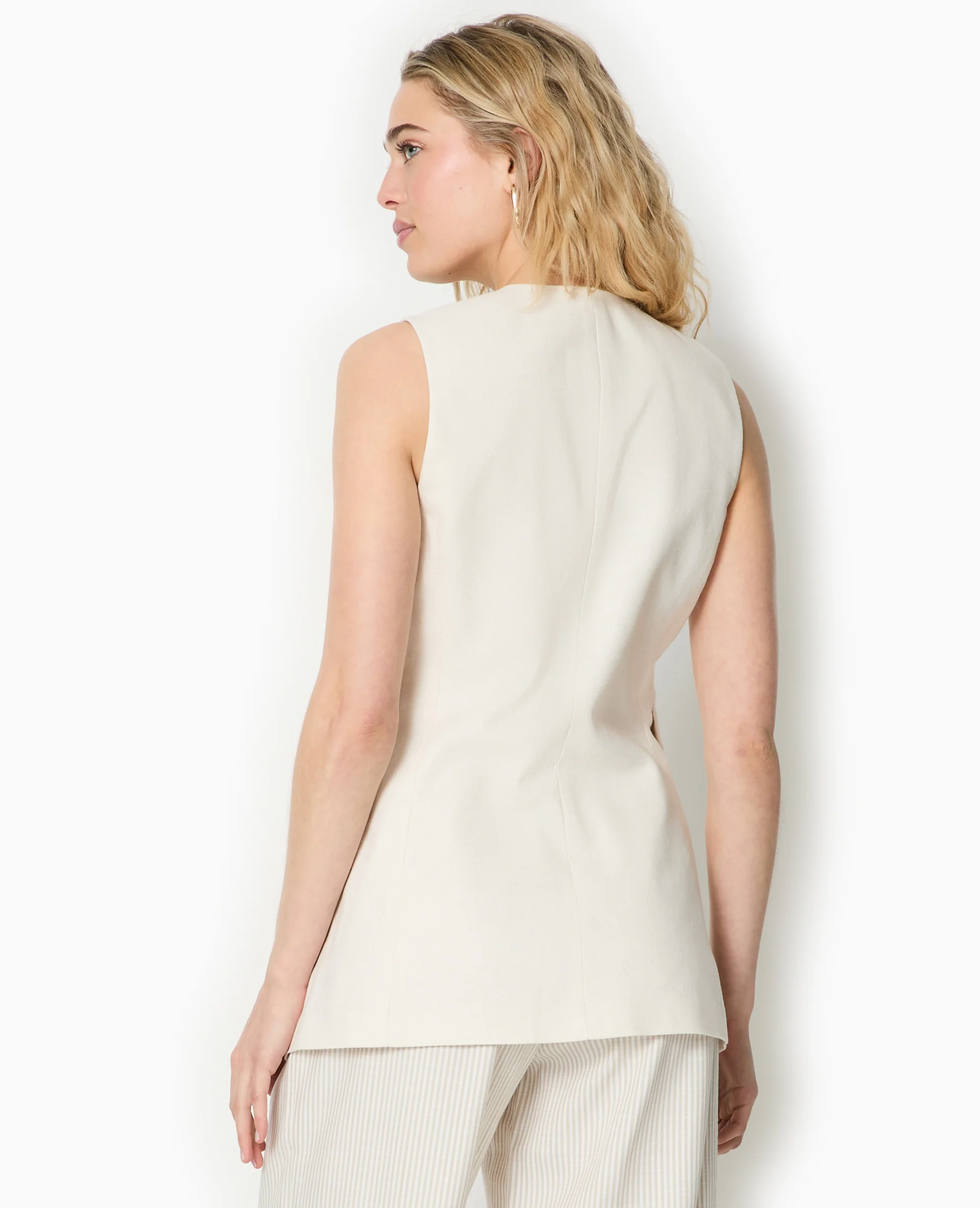 Veste longue sans manches avec lin - Image 5