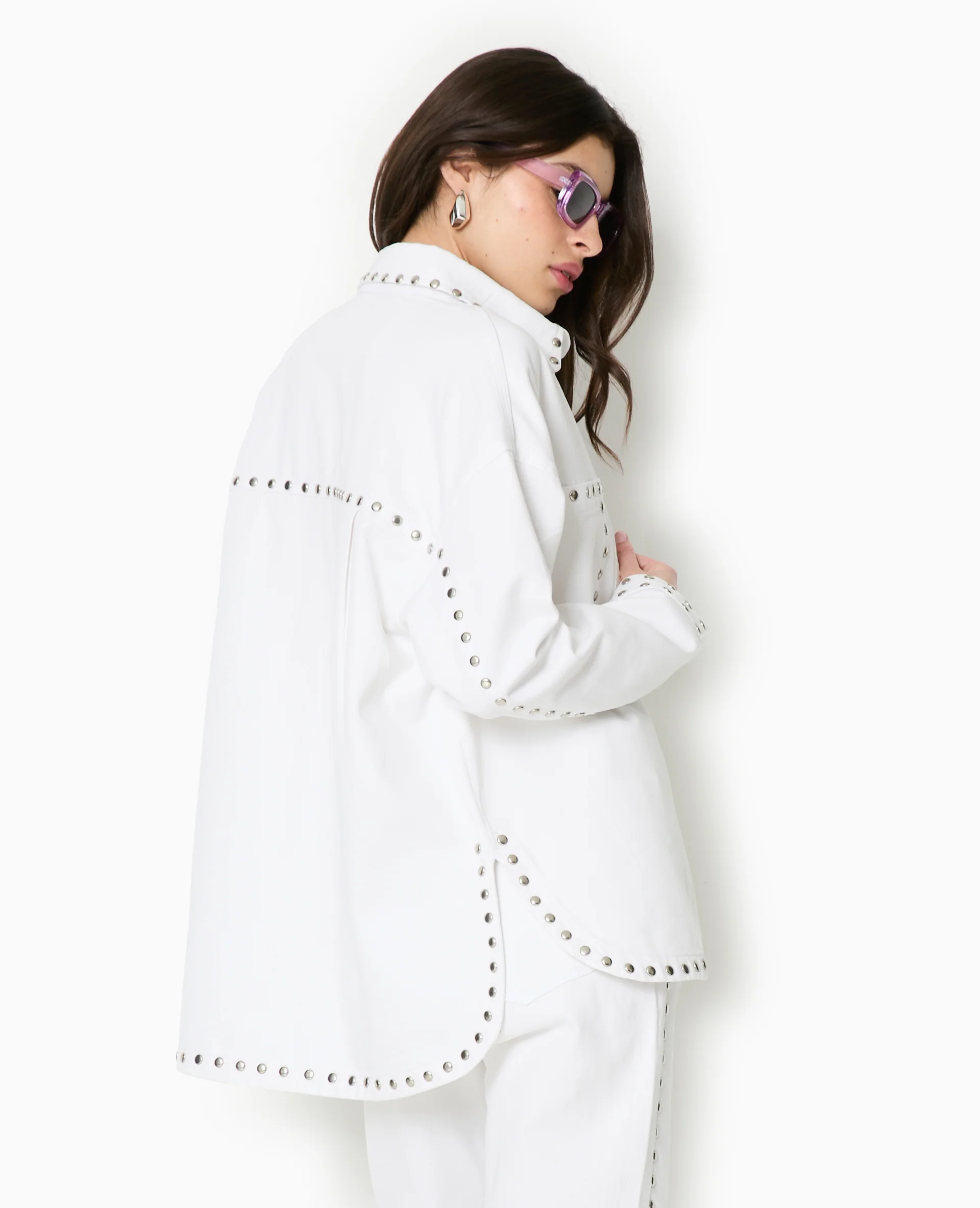 Veste oversize en toile avec clous - Image 3
