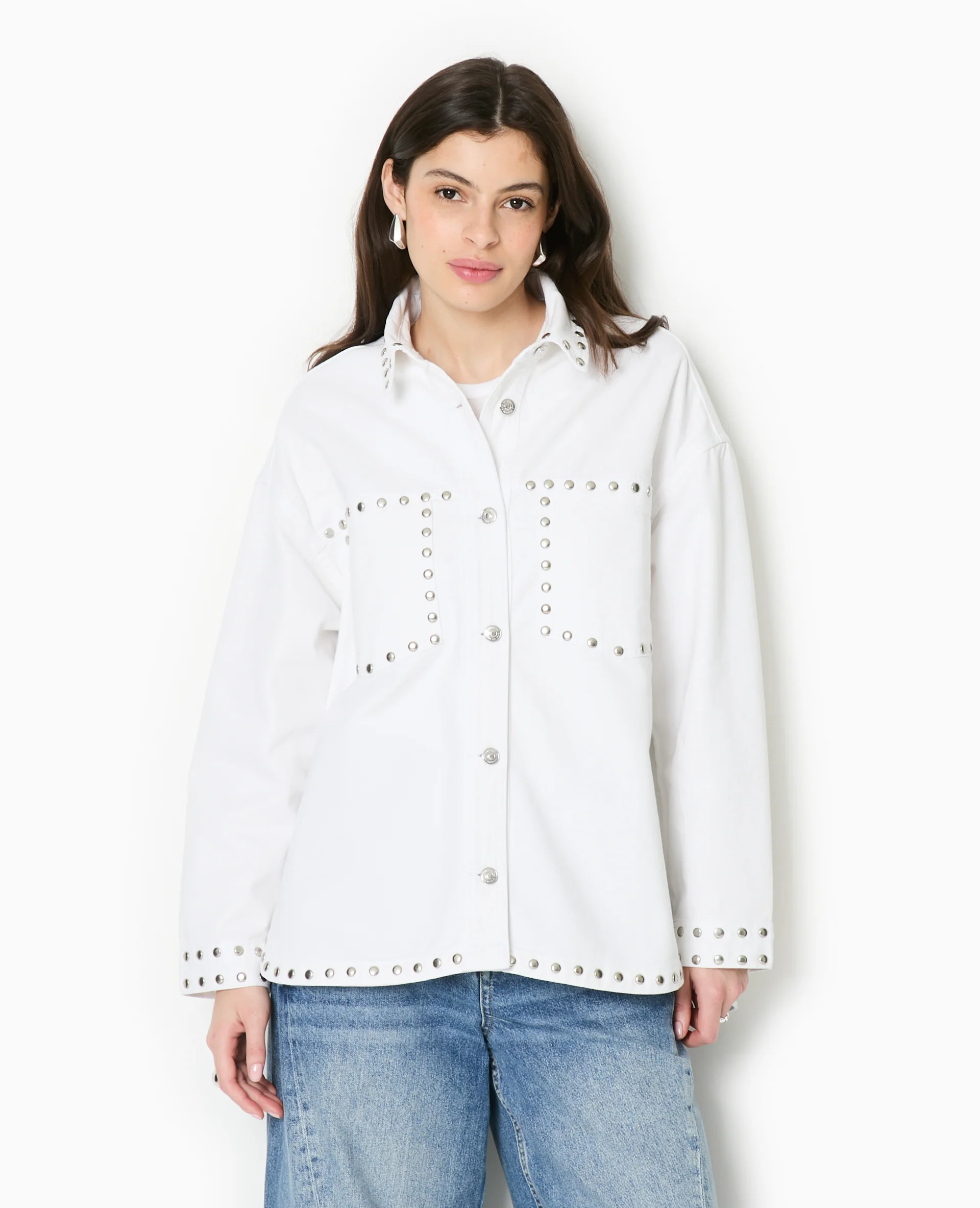 Veste oversize en toile avec clous - Image 5