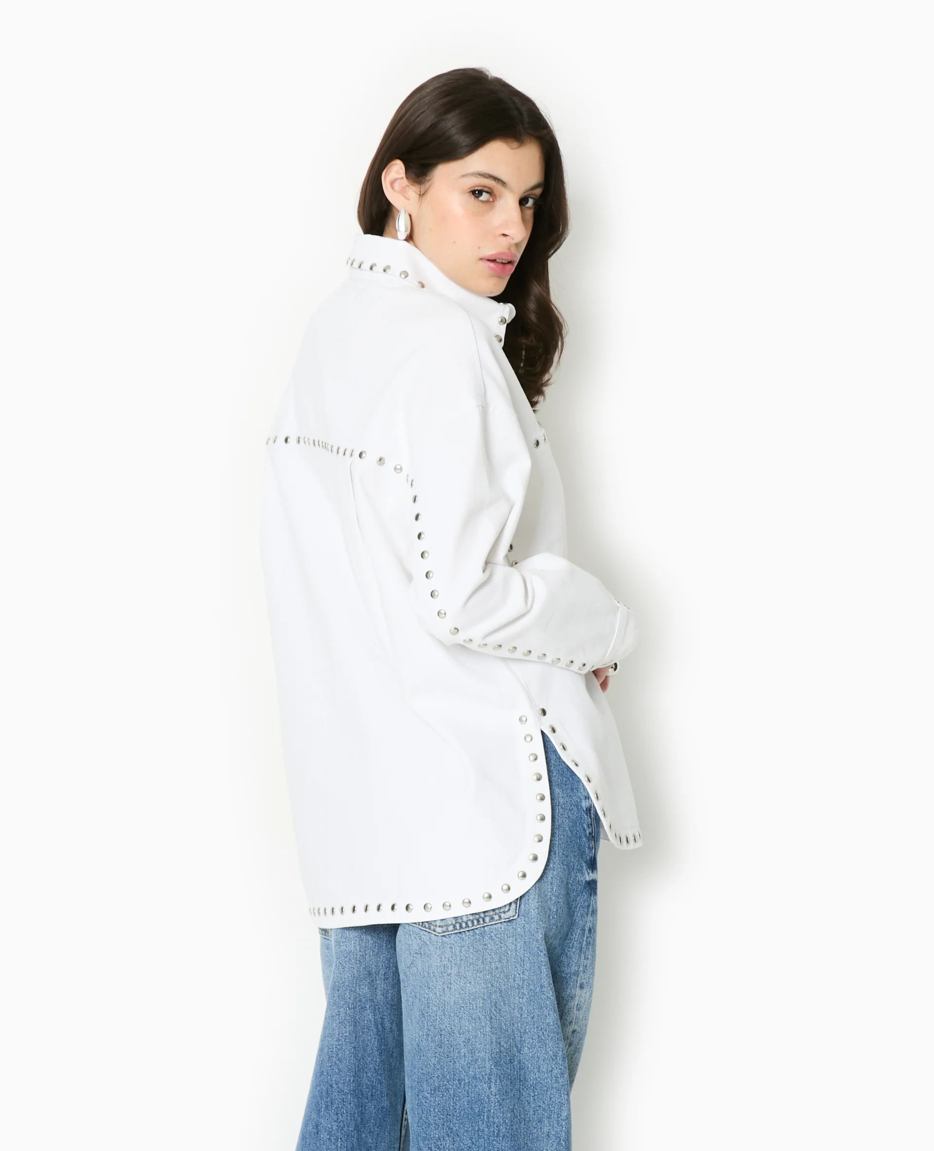 Veste oversize en toile avec clous - Image 6