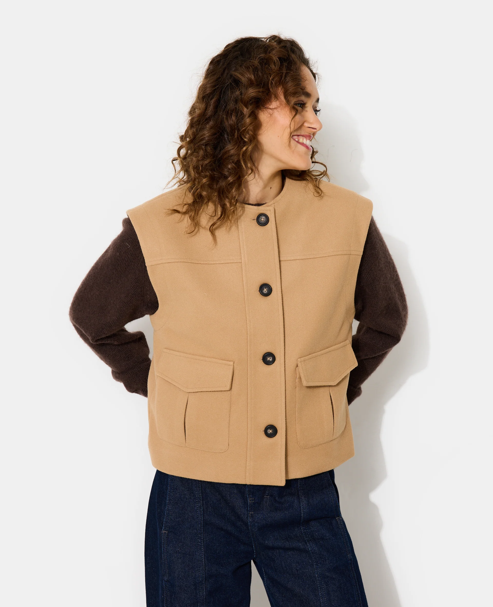 Veste sans manches effet drap de laine - Image 7