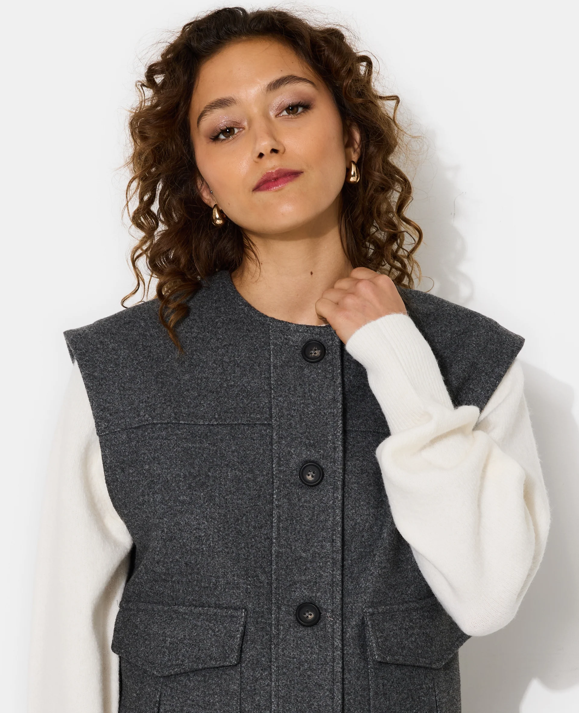 Veste sans manches effet drap de laine - Image 2