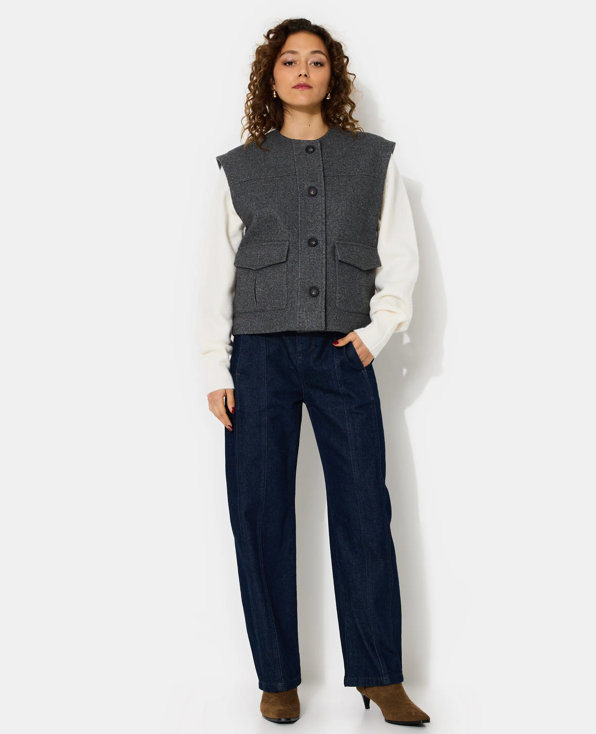 Veste sans manches effet drap de laine - Image 3