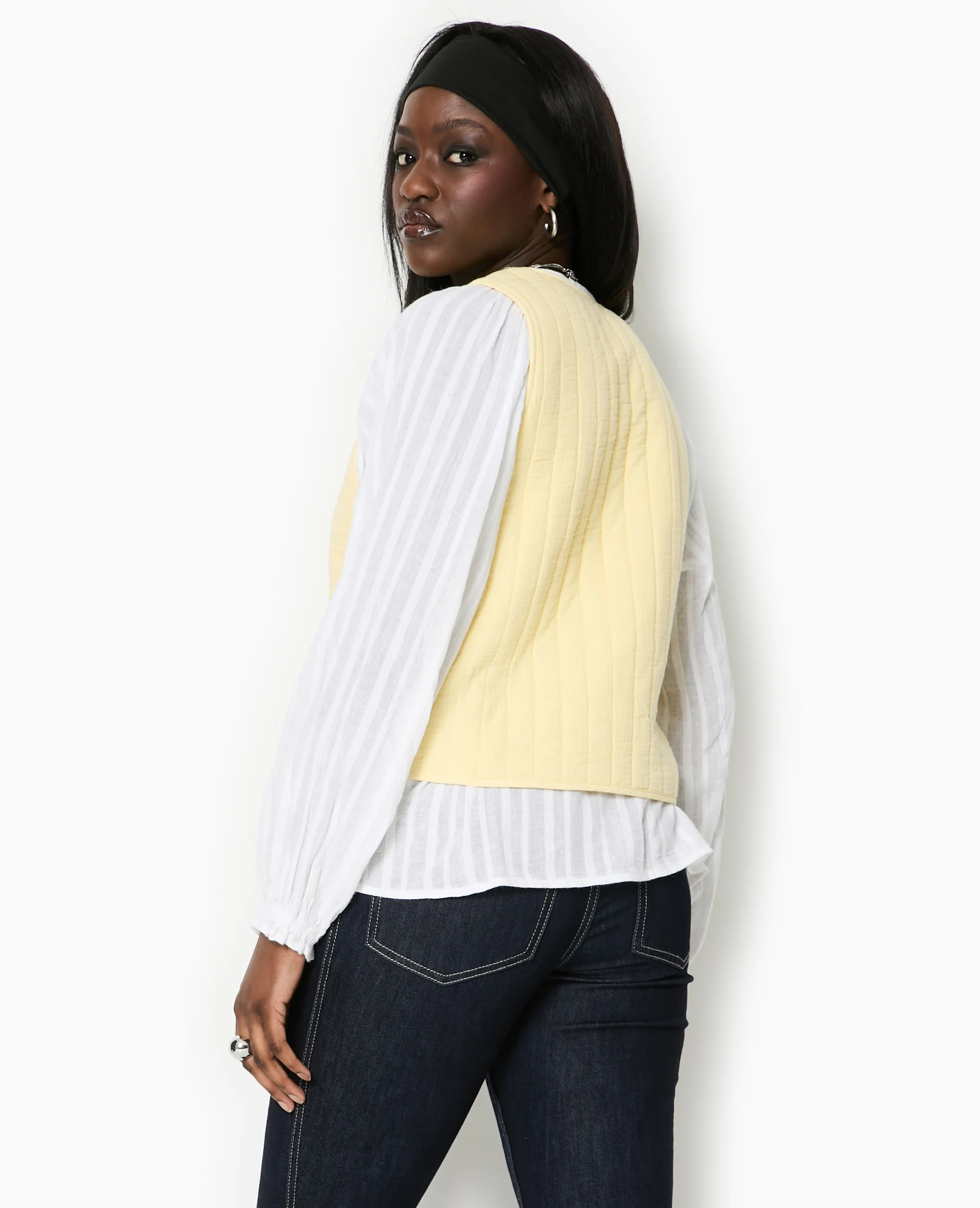Veste sans manches en gaze de coton matelassée - Image 6