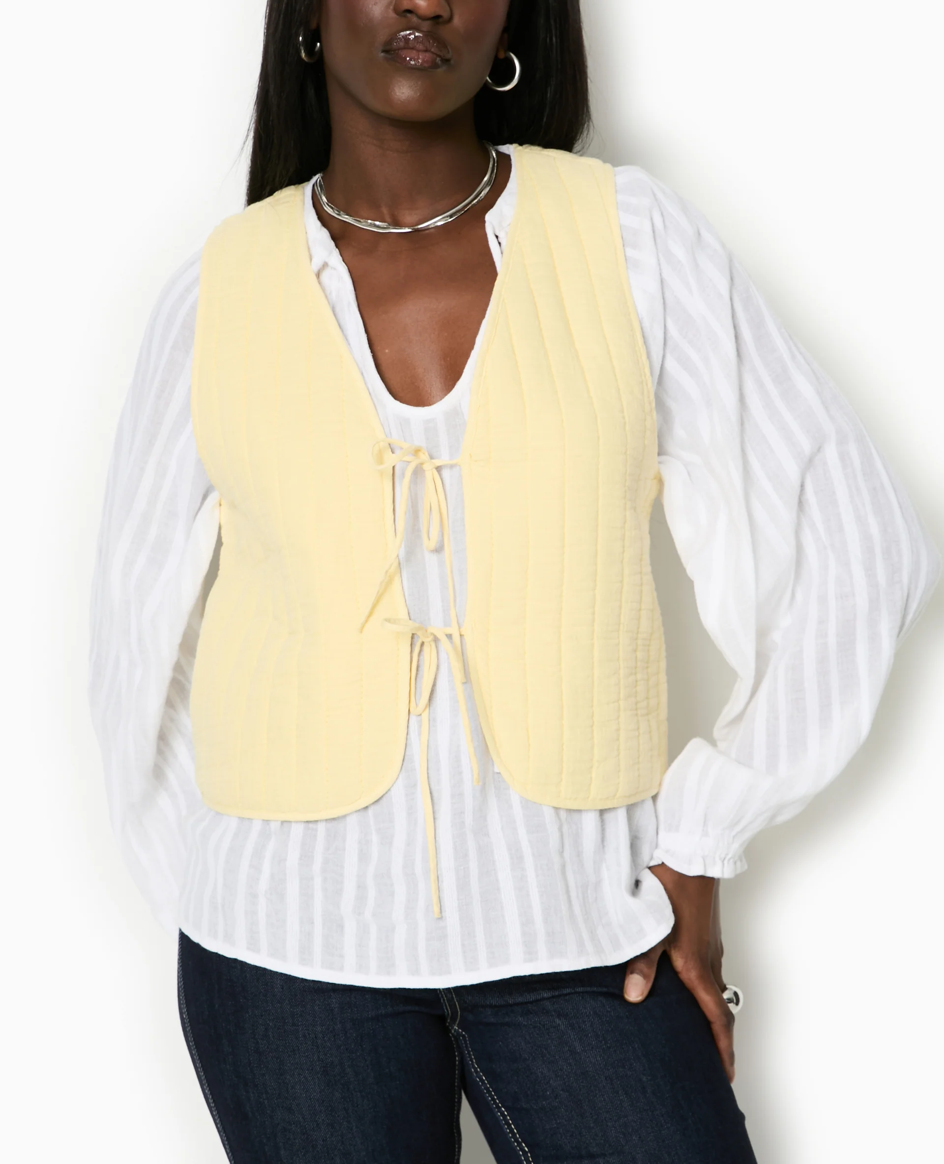 Veste sans manches en gaze de coton matelassée - Image 7
