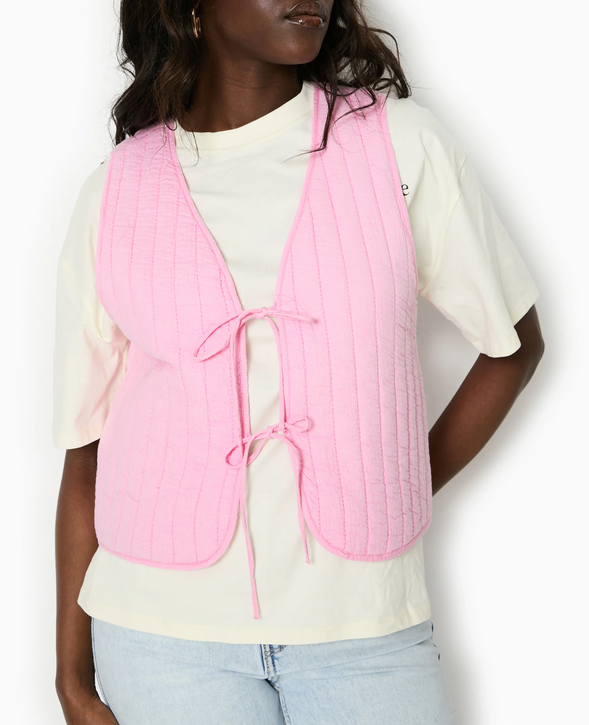 Veste sans manches en gaze de coton matelassée - Image 3