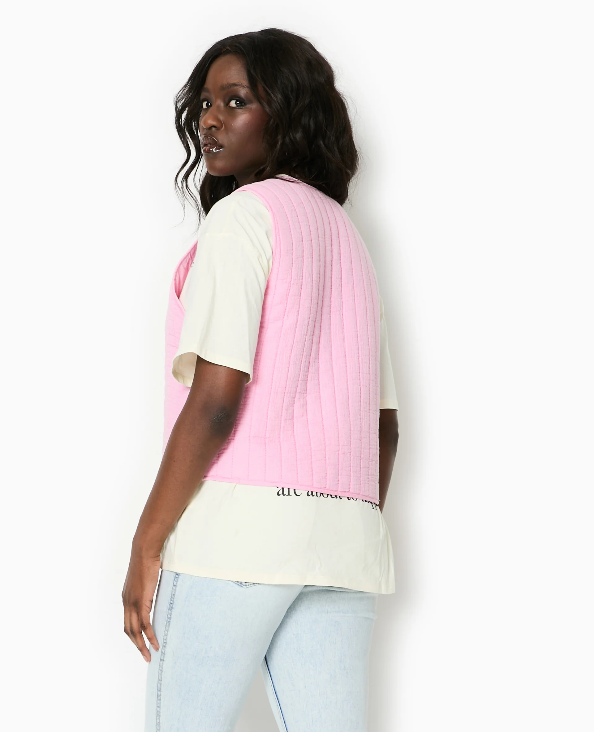 Veste sans manches en gaze de coton matelassée - Image 6