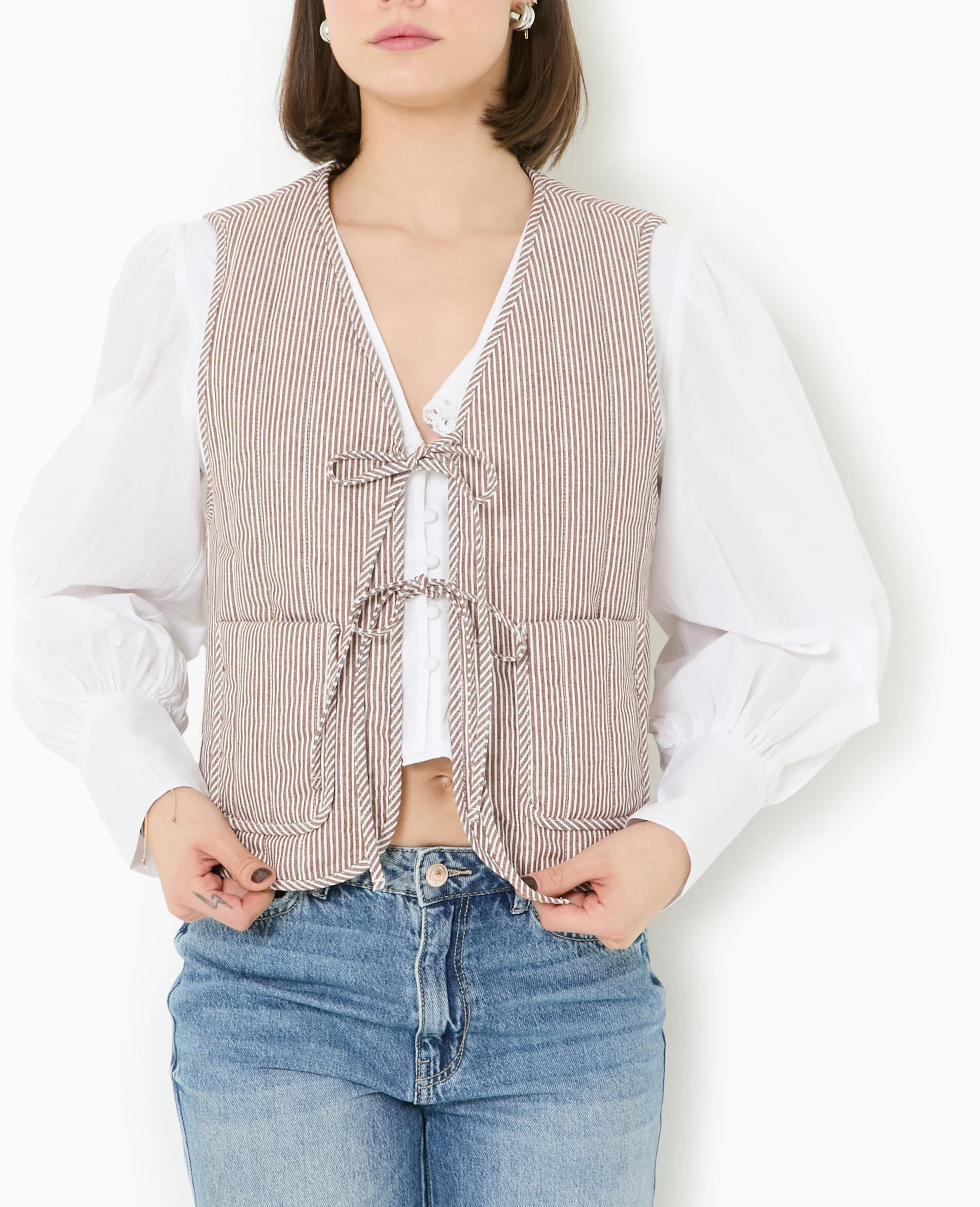 Veste sans manches matelassée avec rayures - Image 3