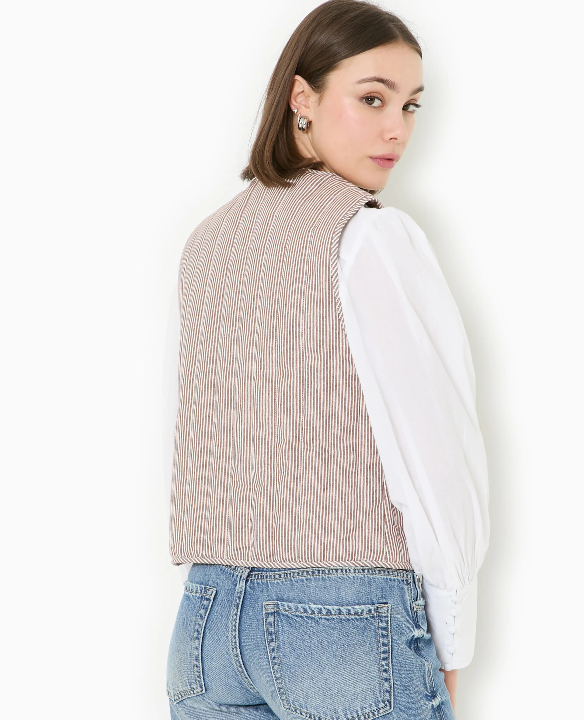 Veste sans manches matelassée avec rayures - Image 6
