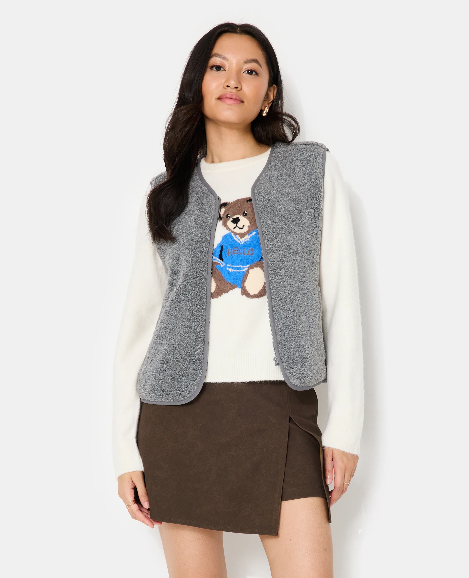 Veste sans manches zippée en sherpa - Image 7