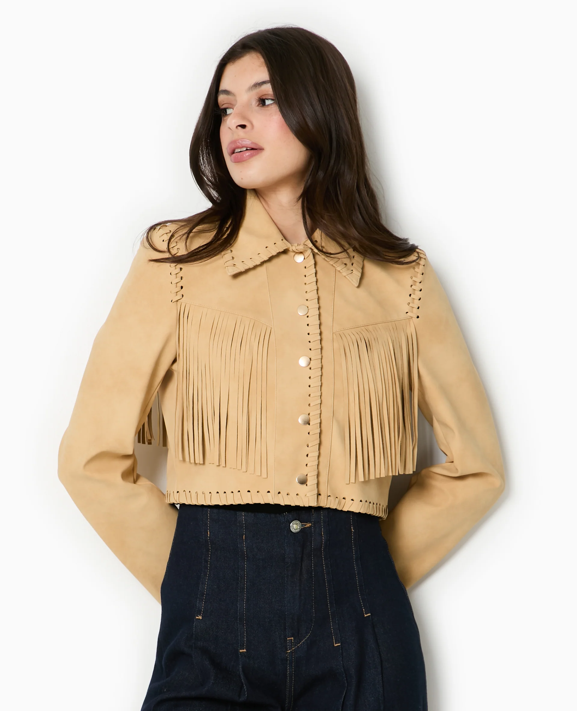 Veste western courte en suédine avec franges - Image 7